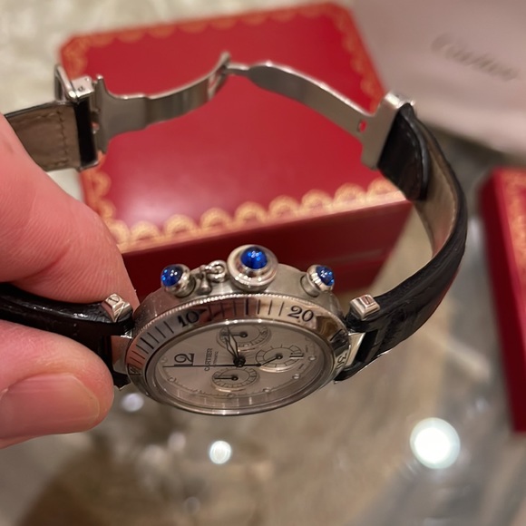 Cartier Pasha Automatic Chronograph 38 MM watch, leather band - Picture 5 of 13